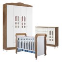 Ver imagem 1 de Quarto de Bebê New Selena 4 Portas com Cômoda Selena e Berço Mirelle Branco Acetinado Amadeirado – C