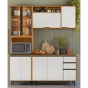 Ver imagem 2 de Armário de Cozinha Ravena Modulada C/ Paneleiro Duplo Vidro com Led - Freijó Uv/off Acetindo Poliman
