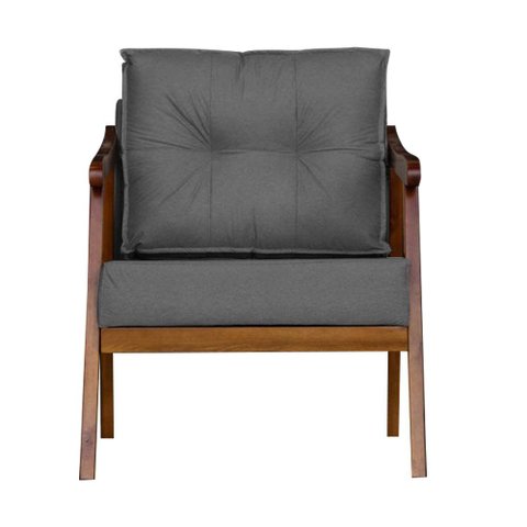 Poltrona Cadeira Vitoria Base Reforçada Corino Cinza