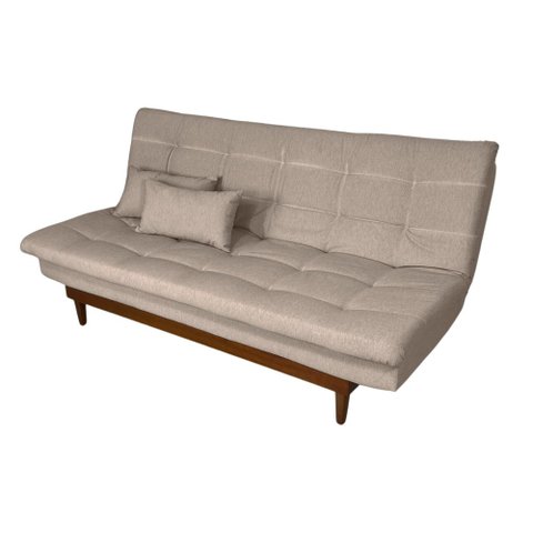 Sofá Cama Dubai Linho Espuma D33 3 Lugares Sala Confortável Bege 201 Império