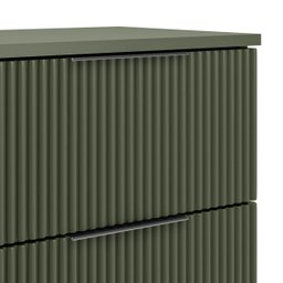 Mesa de Cabeceira Lumia com 2 Gavetas Detalhe Ripado Base de Aço Industrial - Verde/pé Preto - 10
