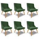 Ver imagem 1 de Kit 6 Cadeiras Decorativas Sala de Jantar Pés Palito de Madeira Firenze Suede Verde Esmeralda/