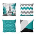 Ver imagem 1 de Almofadas Decorativas Azul Turquesa Paris Para Quarto 40X40