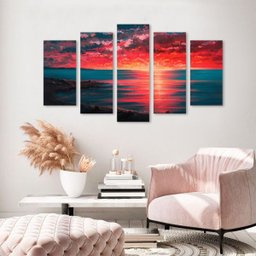 Quadro Decorativo Paisagem Por do Sol Estilo Pintura - 3