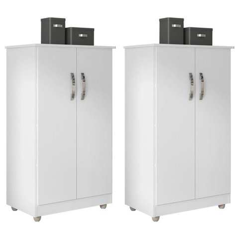 Kit 2 Armários Organizador Multiuso Rosana 2 Portas Branco