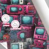 Papel de Parede Gamer 3d Grafite Arte Pintura Realista Rosa e Azul Lavavel Varias Cores Quarto 18m - 3