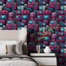 Papel de Parede Gamer 3d Grafite Arte Pintura Realista Rosa e Azul Lavavel Varias Cores Quarto 18m - 7