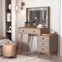 Ver imagem 4 de Penteadeira Escrivaninha Mesa Gaveteiro Mdf Led Camarim Nova:griss com Nature