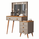 Ver imagem 1 de Penteadeira Escrivaninha Mesa Gaveteiro Mdf Led Camarim Nova:griss com Nature