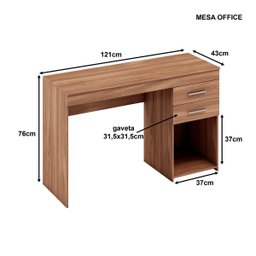 Escrivaninha Mesa Estudo com 2 Gavetas Mobihome - Canela - 3
