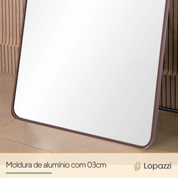 Espelho Oval de Base Reta Corpo Inteiro Moldura Alumínio Dourado Luxo 150x60 Cm C/suporte de Chão - 3