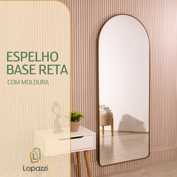 Espelho Oval de Base Reta Corpo Inteiro Moldura Alumínio Dourado Luxo 150x60 Cm C/suporte de Chão - 10
