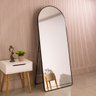 Espelho Oval de Base Reta Corpo Inteiro Moldura Alumínio Dourado Luxo 150x60 Cm C/suporte de Chão - 6