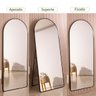Espelho Oval de Base Reta Corpo Inteiro Moldura Alumínio Dourado Luxo 150x60 Cm C/suporte de Chão - 7