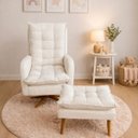 Ver imagem 4 de Poltrona Belle Bouclé Premium com Puff Amamentação e Balanço Bege Liso
