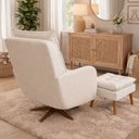 Ver imagem 2 de Poltrona Belle Bouclé Premium com Puff Amamentação e Balanço Bege Liso