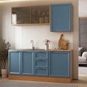 Ver imagem 1 de Cozinha Compacta Planejada 4 Peças 2 Aéreos 2 Balcões Soho CabeCasa MadeiraOriginals Azul/Freijó