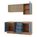 Ver imagem 3 de Cozinha Compacta Planejada 4 Peças 2 Aéreos 2 Balcões Soho CabeCasa MadeiraOriginals Azul/Freijó