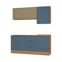 Ver imagem 2 de Cozinha Compacta Planejada 4 Peças 2 Aéreos 2 Balcões Soho CabeCasa MadeiraOriginals Azul/Freijó