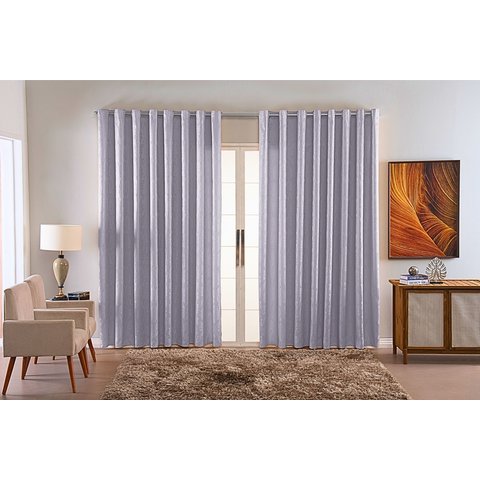 Cortina Jacquard Luxo em Tecido Semi Blackout Sala 2,00x1,30:cinza