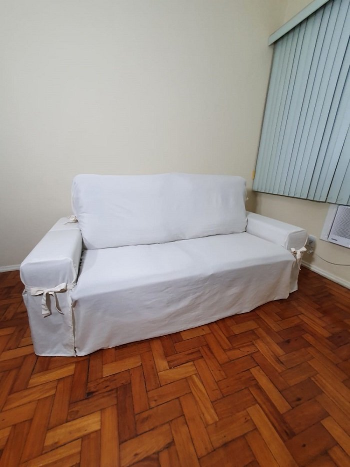 Capa de sofá Retrátil 3 lugares Impermeável até 2,35m:Cru - 4