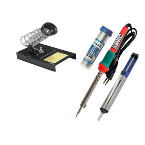 Kit Solda Ferro + Suporte + Sugador + solda em fio tubete - 127V 60W