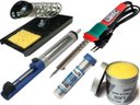 Ver imagem 1 de Kit Ferro de Solda + Suporte + Sugador + solda fio + Pasta - 127v 30W