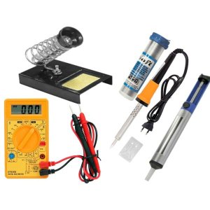 Kit Solda Multímetro+ Ferro+ Sugador + Suporte+ Solda em fio - 220V 60W