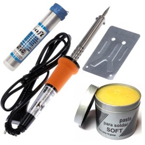 Kit Ferro de Solda Com Tubete Estanho + Pasta de Solda - 127V 60W