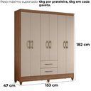 Ver imagem 4 de Guarda Roupa Casal Panama 6p 153 Cm Carvalho Fendi Moval