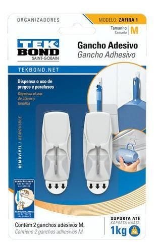 Gancho Zafira De plástico Branco E Metal Único - Tekbond - 1