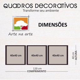 Conjunto Quadros Decorativos 3 peças 40x40 Amor Saúde Paz - Moldura Branca - 5