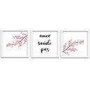 Ver imagem 1 de Conjunto Quadros Decorativos 3 peças 40x40 Amor Saúde Paz - Moldura Branca