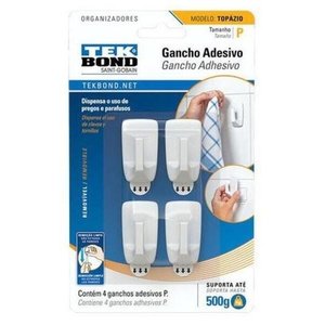 Gancho Topazio De plástico Branco P - Tekbond
