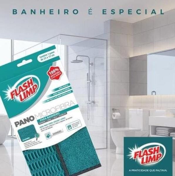 Pano Microfibra Para Banheiro Flash Limp Flp6711 Cor:Verde