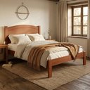 Ver imagem 3 de Cama Casal de Madeira Maciça para Colchão 138x188 Selena F06 Castanho - Lyam Decor