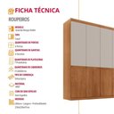 Ver imagem 5 de Guarda Roupa Casal Bipartido Doble Mdf 6 Portas 4 Gavetas Naturalle-off White sem Pés