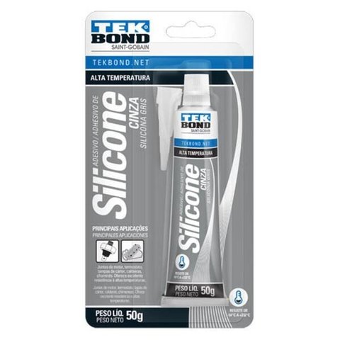 Silicone Acetico 50g Cinza Blister Alta Temp Tek Bond