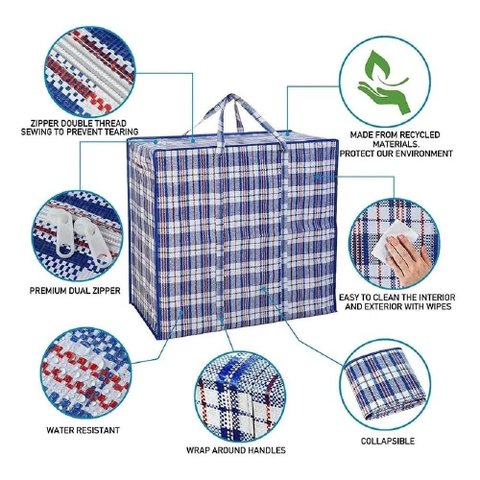 Sacola Bolsa Grande 70cm com Zíper para Transporte Compras
