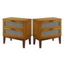 Ver imagem 1 de Kit Mesa de Cabeceira para Cama Quarto Casal Nature 60cm Largura Vintage Classico Retro Reforçada