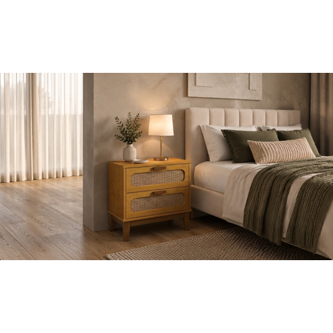 Kit Mesa de Cabeceira para Cama Quarto Casal Nature 60cm Largura Vintage Classico Retro Reforçada