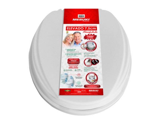 Assento De Vaso Elevado Almofadado 7.5 Com Tampa Para Idosos E Deficientes - 1