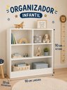 Ver imagem 4 de Estante Organizadora Infantil para Brinquedos e Livros Branca Multiuso 90x90x30 cm em MDF