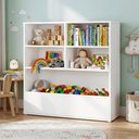 Ver imagem 3 de Estante Organizadora Infantil para Brinquedos e Livros Branca Multiuso 90x90x30 cm em MDF