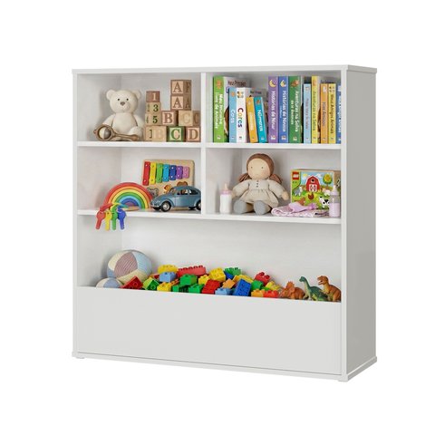 Estante Organizadora Infantil para Brinquedos e Livros Branca Multiuso 90x90x30 cm em MDF