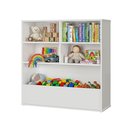 Ver imagem 1 de Estante Organizadora Infantil para Brinquedos e Livros Branca Multiuso 90x90x30 cm em MDF