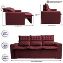 Ver imagem 2 de Sofá 3 Lugares Retrátil e Reclinável Cama Inbox Slim 2,00M Velusoft Vinho