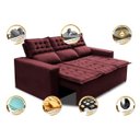 Ver imagem 3 de Sofá 3 Lugares Retrátil e Reclinável Cama Inbox Slim 2,00M Velusoft Vinho