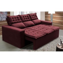 Sofá 3 Lugares Retrátil e Reclinável Cama Inbox Slim 2,00M Velusoft Vinho - 1