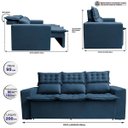 Ver imagem 2 de Sofá 3 Lugares Retrátil e Reclinável Cama Inbox Slim 2,00M Velusoft Azul